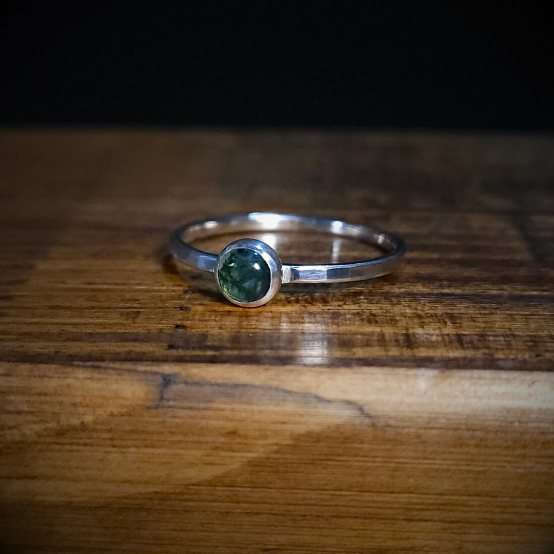 Moss Agate Spell Ring - Silver