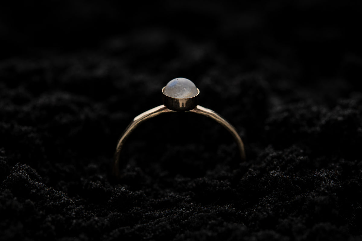 Rainbow Moonstone Spell Ring - Gold