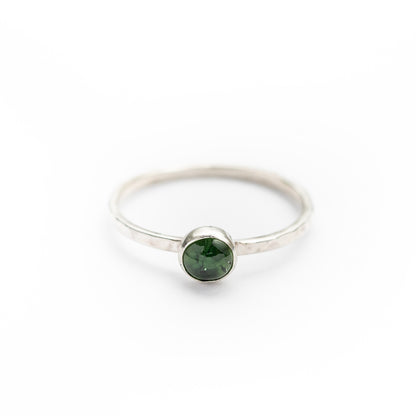 Green Tourmaline Spell Ring - Silver