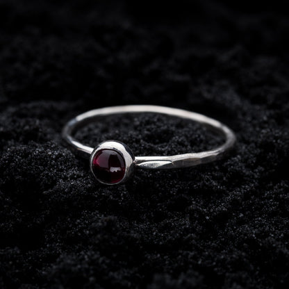 Garnet Spell Ring - Silver