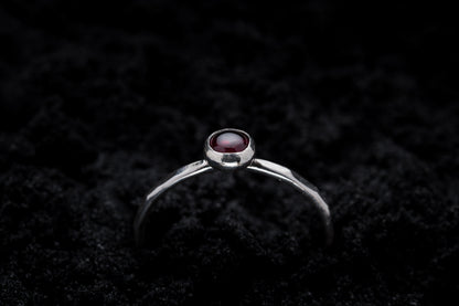 Garnet Spell Ring - Silver