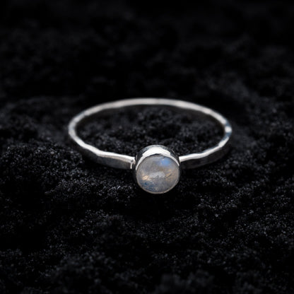 Rainbow Moonstone Spell Ring - Silver